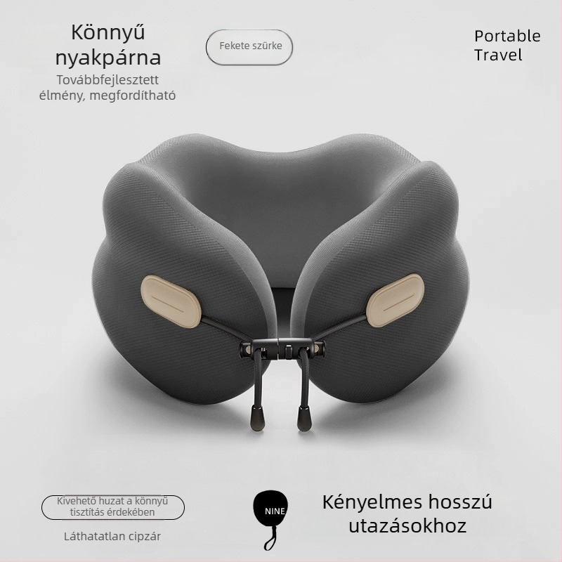 Memóriahabos nyakpárna, hordozható U-formájú utazópárna és pihenőpárna, nyaki gerinc-támogatás