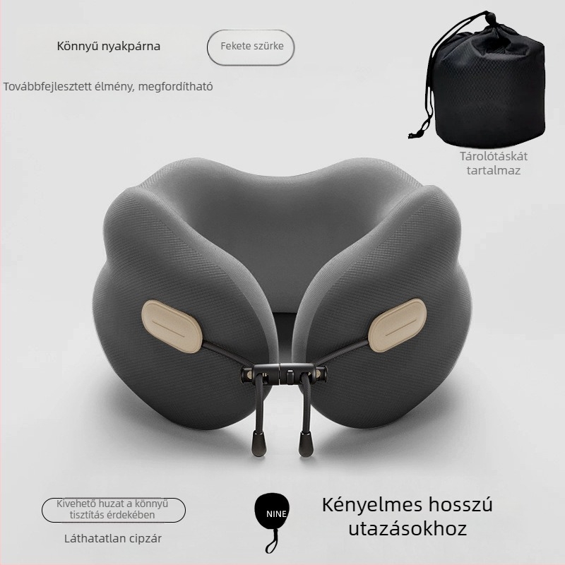 Memóriahabos nyakpárna, hordozható U-formájú utazópárna és pihenőpárna, nyaki gerinc-támogatás