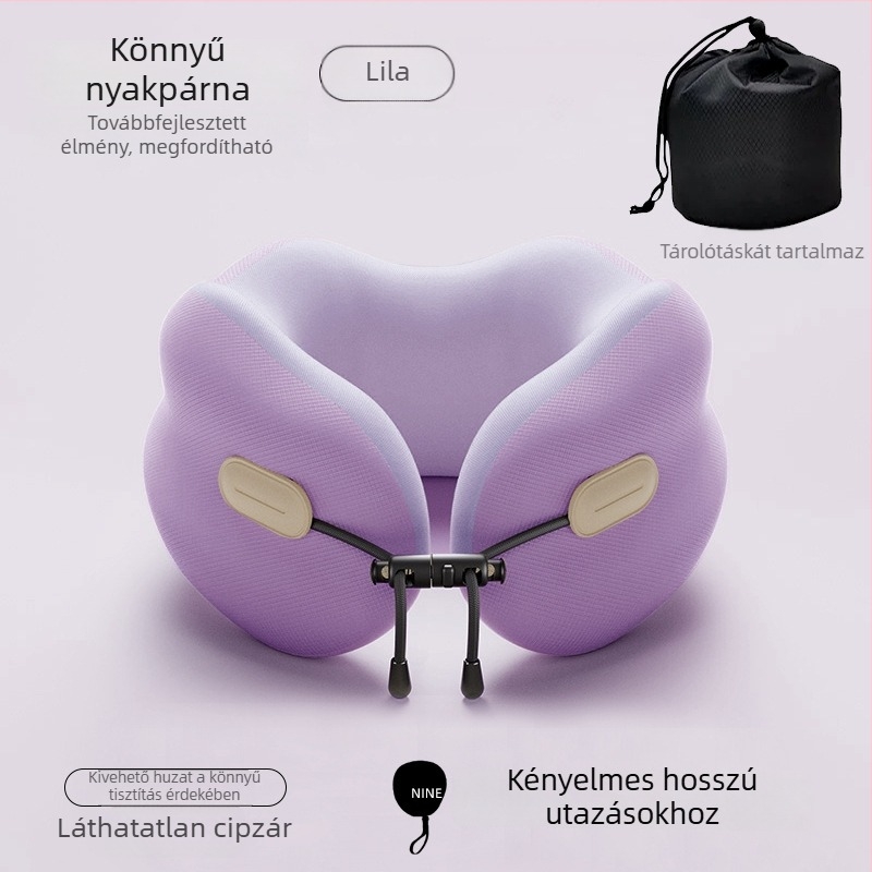Memóriahabos nyakpárna, hordozható U-formájú utazópárna és pihenőpárna, nyaki gerinc-támogatás