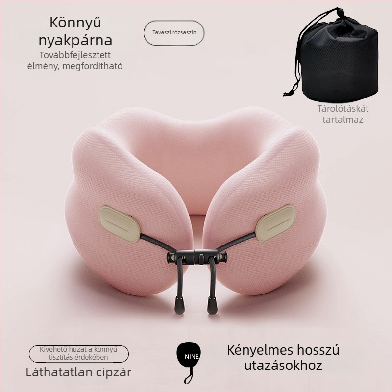 Memóriahabos nyakpárna, hordozható U-formájú utazópárna és pihenőpárna, nyaki gerinc-támogatás