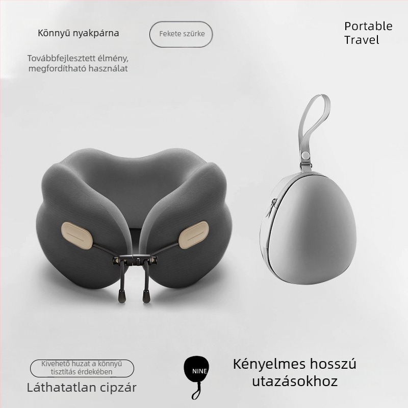 Memóriahabos nyakpárna, hordozható U-formájú utazópárna és pihenőpárna, nyaki gerinc-támogatás