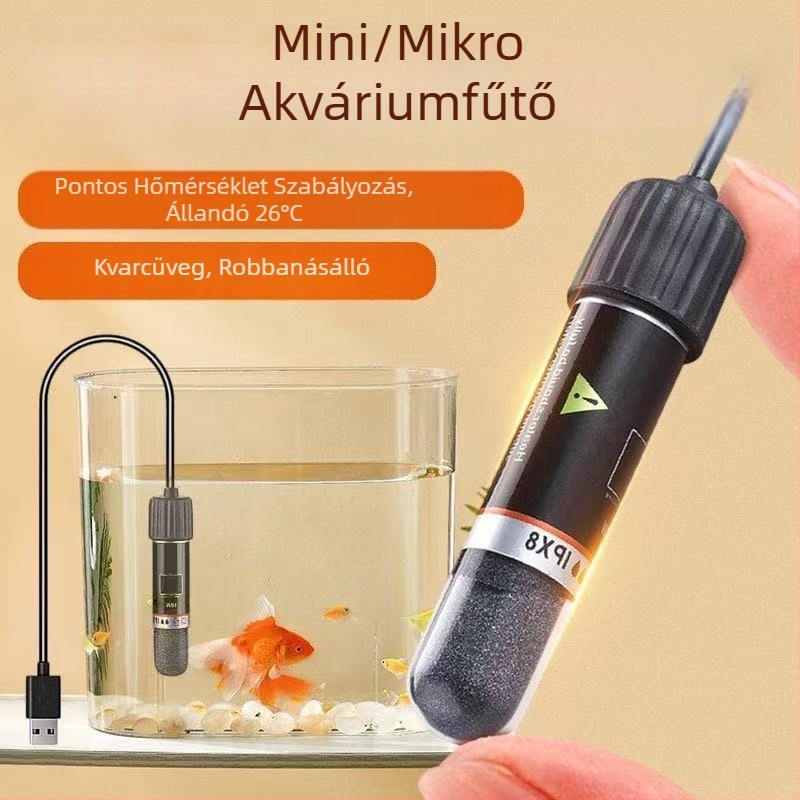 Akváriumba való fűtőrúd - mini termosztatikus fűtő, 10 W, üveg, modell Ql-222, Quanlong, 83 g