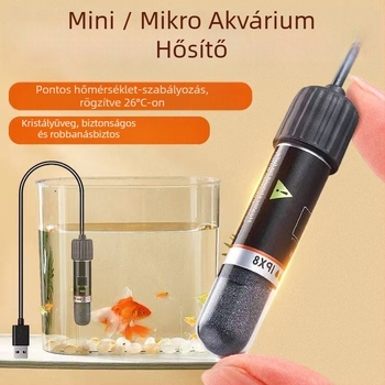 Mini USB-melegítő rúd kis akváriumhoz, automatikus hőmérséklet-szabályozás, 10W, kvarcüveg, modell Ql-222