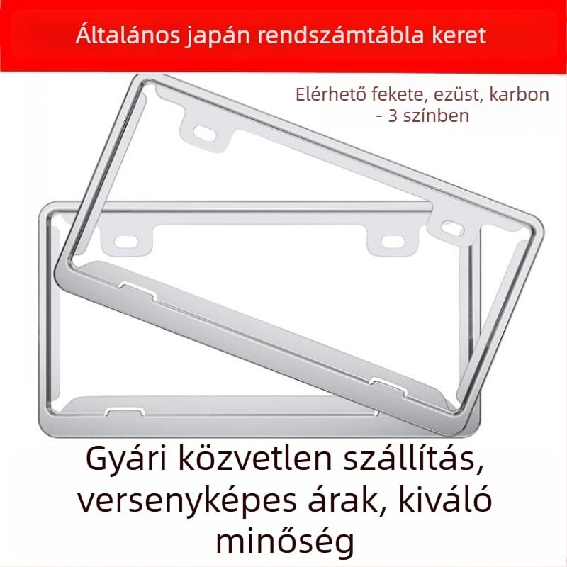 Rozsdamentes acél rendszámtábla keret, bayonet típus, lopás elleni védelem, TM-RB-1 modell, japán autókhoz