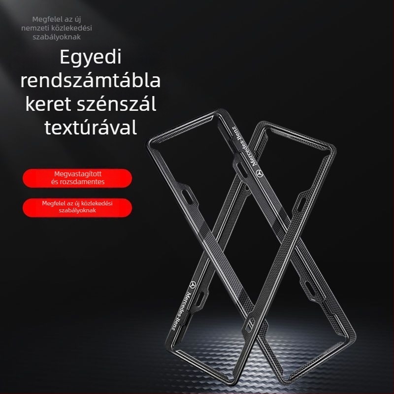 Szénszálas mintázatú rendszámtábla keret, alumínium-ötvözet, Modell Carbon 003, Alkatrész-szám Hy0068, Univerzális kompatibilitás