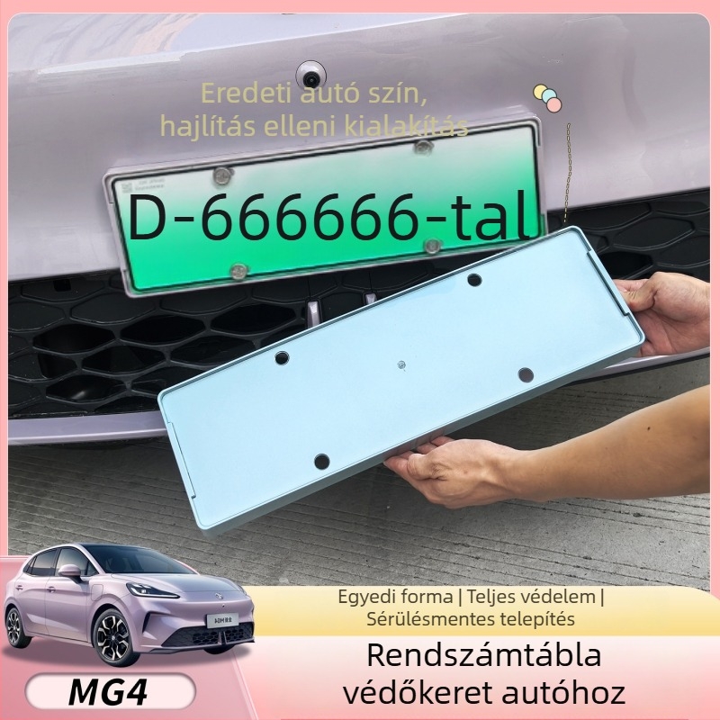 MG4 rendszámtábla keret teljes körű burkolattal – műanyag, MG4-hez tervezve, eredeti gyári illesztés