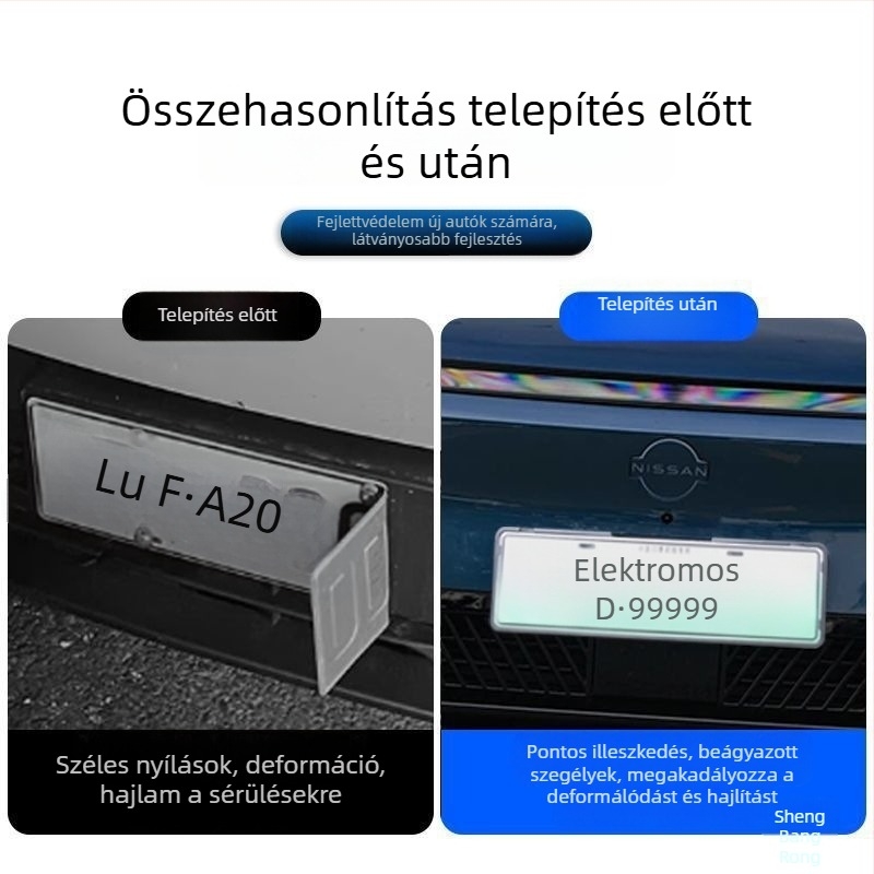 Rendszámtábla keret - élvédő, műanyag-acél anyagú, univerzális modell
