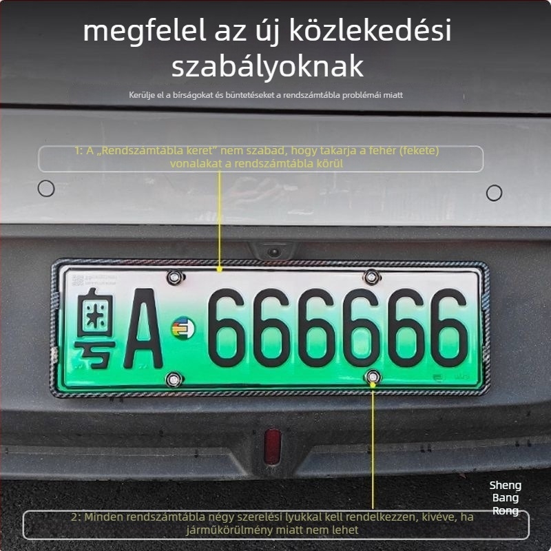 Rendszámtábla keret - élvédő, műanyag-acél anyagú, univerzális modell