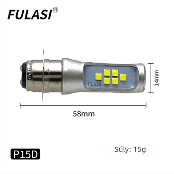 LED motorkerékpár lámpák, modell H6(P15D)/BA20D/H4, 12W, AC/DC 10-60V, 800-1000LM