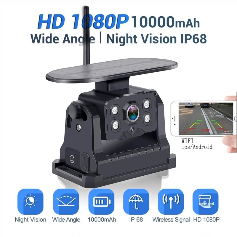 Járműre szerelhető teherautó kamera elő- és hátsó látómezővel, 12–24V, 1024×600 felbontás, AHD, 135° látószög, ABS ház