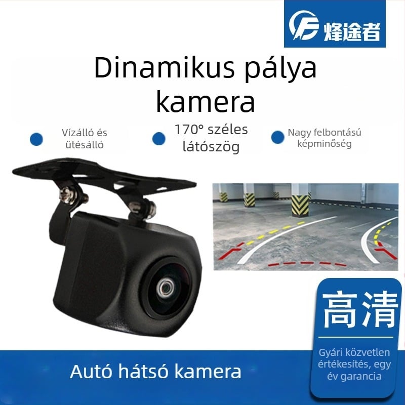 Autó hátsó kamera dinamikus trajektóriával, Track camera modell, 12V, 170°, 680TVL, NTSC