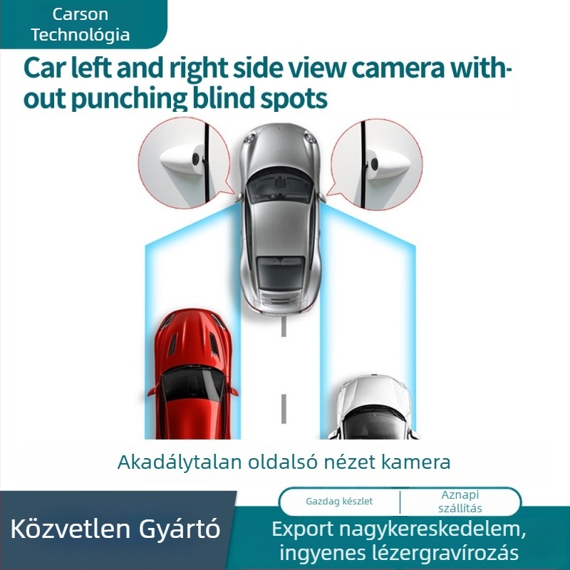 CAM502AHD fúrásmentes holttér-kamera autóhoz — balra és jobbra nézet, éjjellátás, 12V