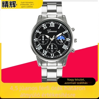 Férfi karóra fém szíjjal, elegáns üzleti kvarc óra, 42 mm-es számlap