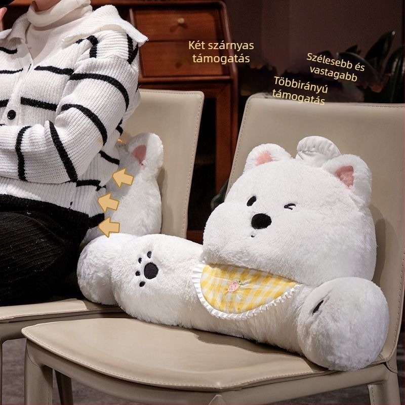 Rajzfilmszerű, aranyos West Highland White Terrier deréktámasz párna kanapéhoz és hálószobába