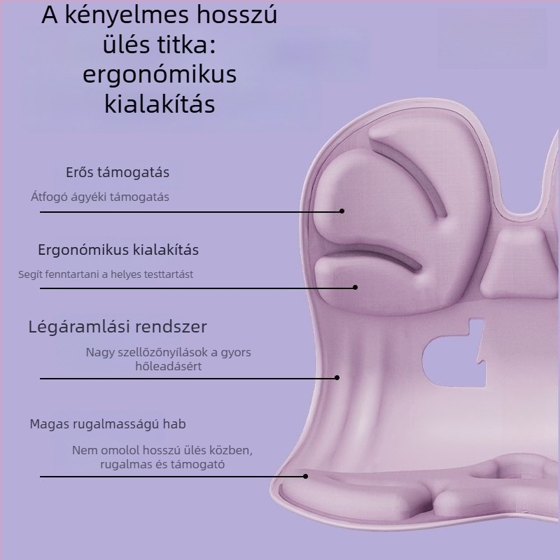 Memóriahabos irodai ülőpárna – ergonómikus deréktámasz, csípőpárna hosszú ülésekhez