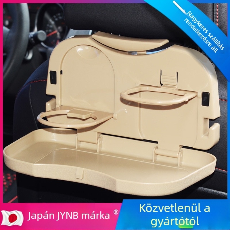 Autó hátsó üléséhez összecsukható asztal ABS műanyagból, laptop asztal, italtartó és tároló