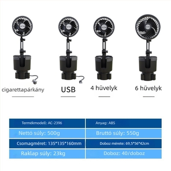 Autó pohártartó ventilátor – ABS anyagú, modell Xc-sbj38, termékkód Xc-sbj38, műszerfalra szerelés, márka XCLPF