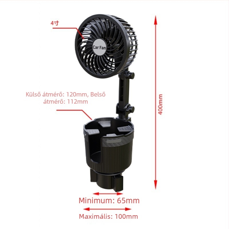 Autó pohártartó ventilátor – ABS anyagú, modell Xc-sbj38, termékkód Xc-sbj38, műszerfalra szerelés, márka XCLPF