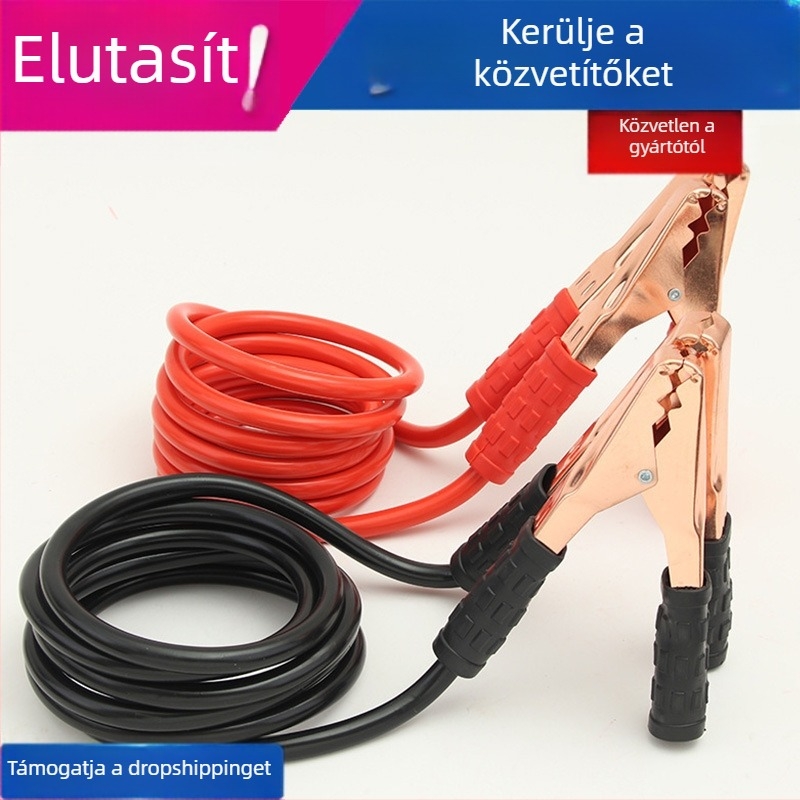 500A-os autóindító kábelkészlet akkumulátorcsipeszekkel, intelligens gyújtócsipeszekkel, gyújtóvezetékek és 100A motorvezetékek