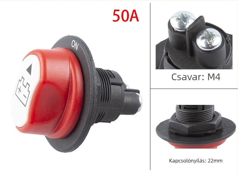 Noon akkumulátor kikapcsoló autó- és motorkerékpárhoz, 50A/100A/200A, általános használat