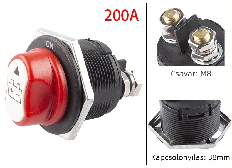 Noon akkumulátor kikapcsoló autó- és motorkerékpárhoz, 50A/100A/200A, általános használat