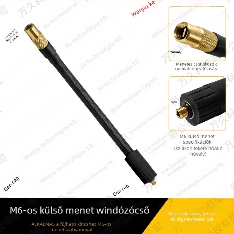 Wanjiu Réz- és gumicső szövött levegőcső-csatlakozó, külső M6-os menet — csavaró tömítés, hőálló kiegészítő a gumiabroncs felfújásához