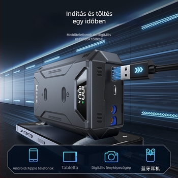 Magas kapacitású autómentő indító energiaellátó, hordozható akkumulátor, többfunkciós power bank, modell ZD02