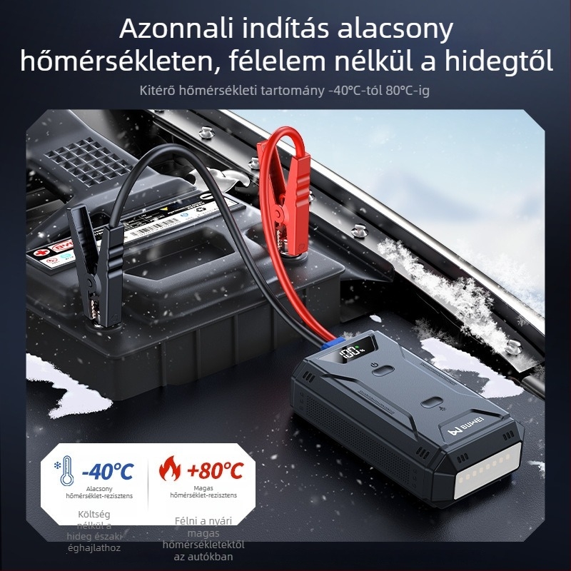 Magas kapacitású autómentő indító energiaellátó, hordozható akkumulátor, többfunkciós power bank, modell ZD02