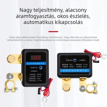 12V távirányítós főkapcsoló autóhoz automatikus kikapcsolással és intelligens szivárgásvédelmmel