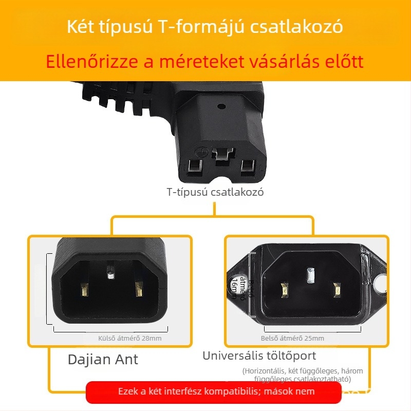 Akkumulátor-kábel elektromos járművekhez kettős női csatlakozóval – hosszabbító vonal, vastagított tiszta réz vezeték