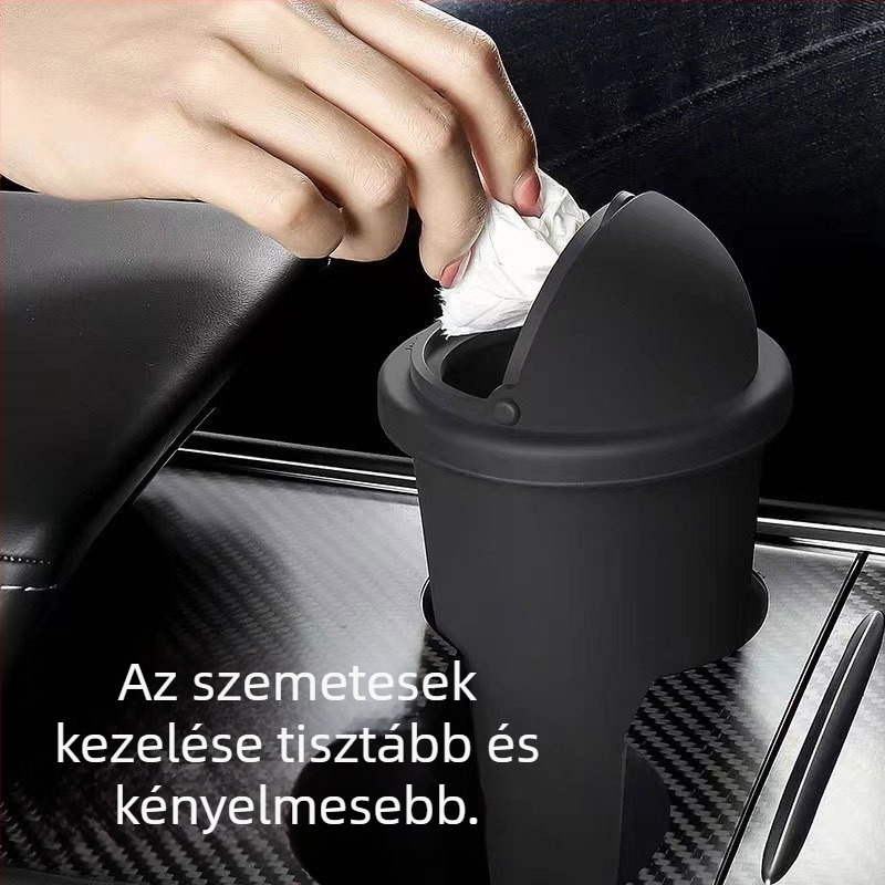 Mini autós szemetes fedéllel, ABS anyagból, modell 23a137; alkalmas az autóba, íróasztalra és nappaliba.