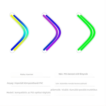 PS5 védőfólia gradient LED világítócsíkkal, PVC 0,1 mm, vízálló, szennyeződés elleni, testreszabható