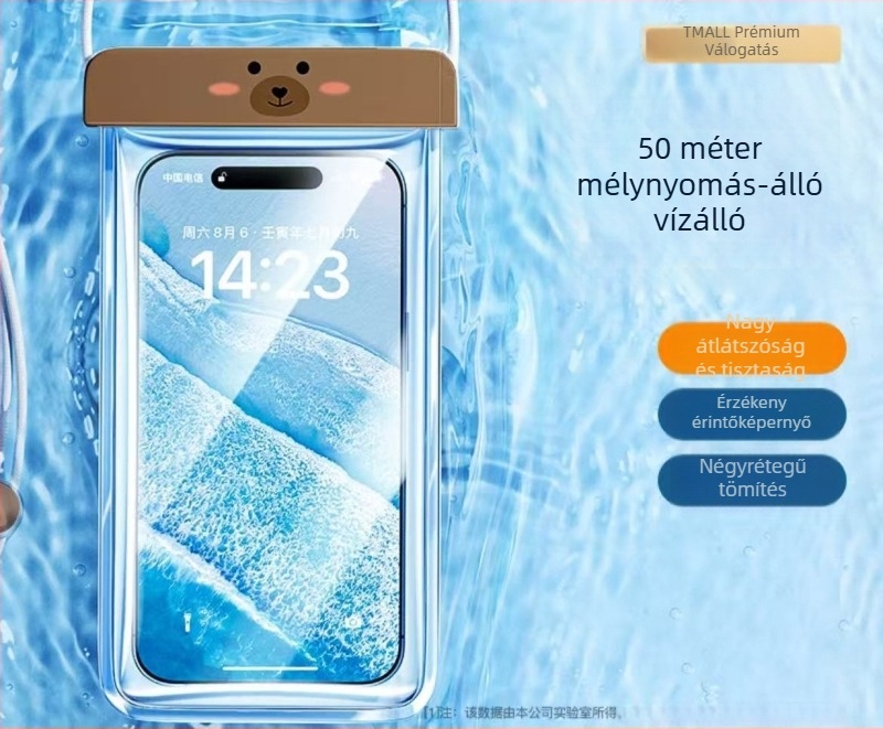 Érintőképernyős vízálló telefon tok, önzáró átlátszó tok a tengerpartra, búvárkodásra és raftingra
