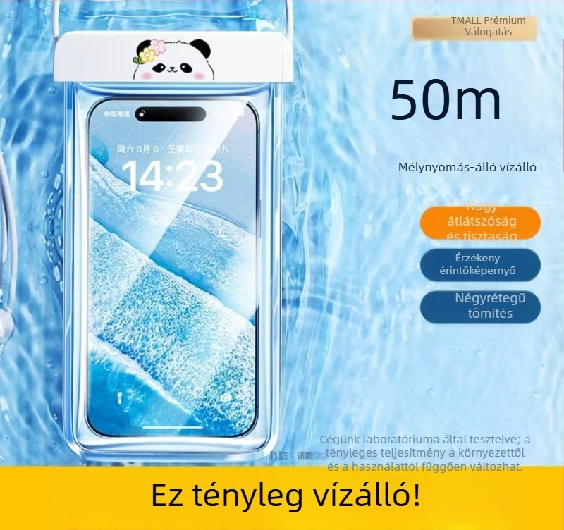 Érintőképernyős vízálló telefon tok, önzáró átlátszó tok a tengerpartra, búvárkodásra és raftingra