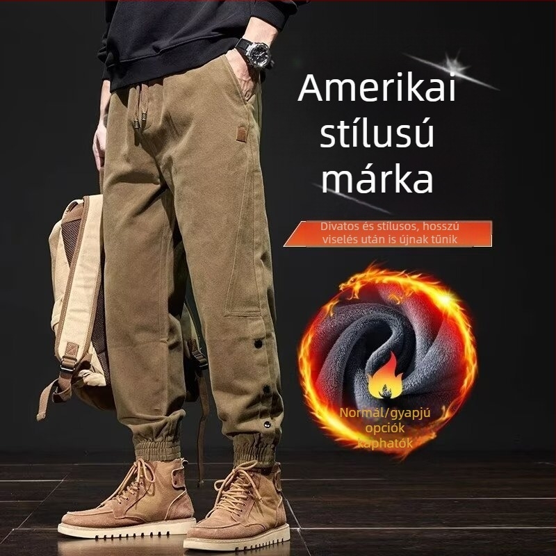 Férfi munkás nadrágok, 2026 tavasz–ősz, vékony modell, amerikai stílusú casual nadrágok, laza, jogger-harem fazonú nadrágok