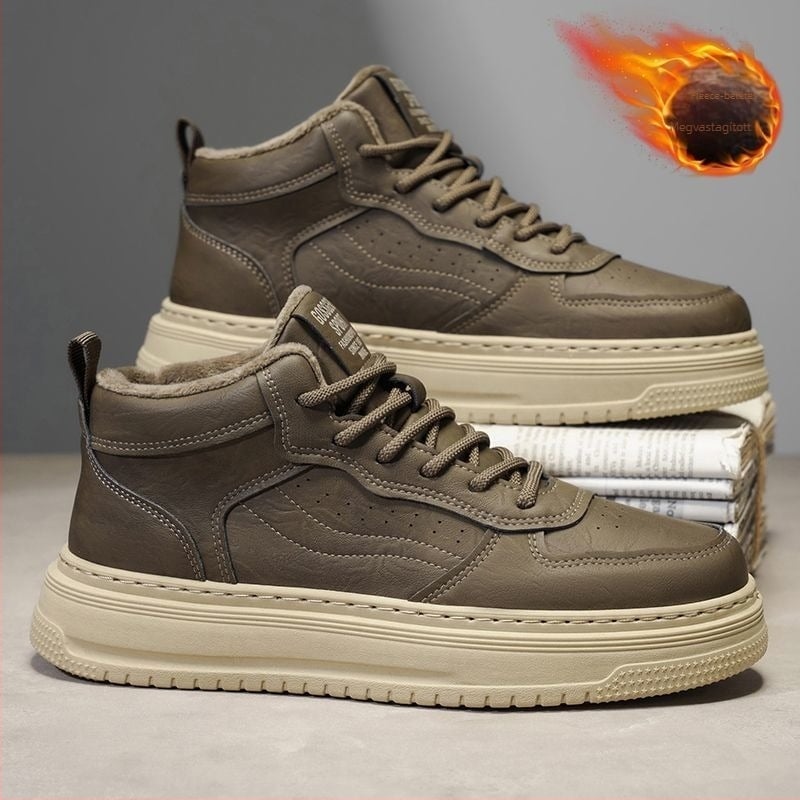 Férfi téli bakancs Ultra-fiber bőr felsőrészével és fleece bélésével – csúszásmentes, meleg, kopásálló, casual munkacipő