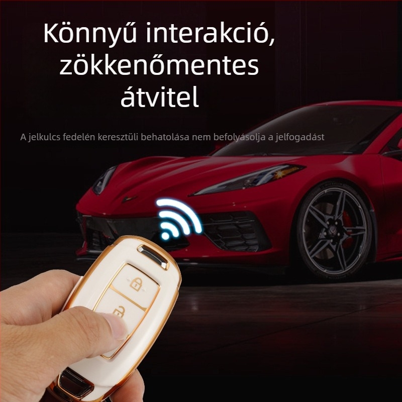 TPU kulcs tok arany szegéllyel Beijing Hyundai modelljeihez: Santa Fe, ix35, Festa, ix25, Elantra, Mistra