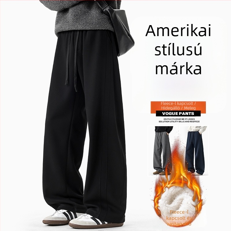 Férfi egyenes szabású sportnadrág 3D-s vágással és paneles dizájnnal, 64% pamut, 36% poliészter