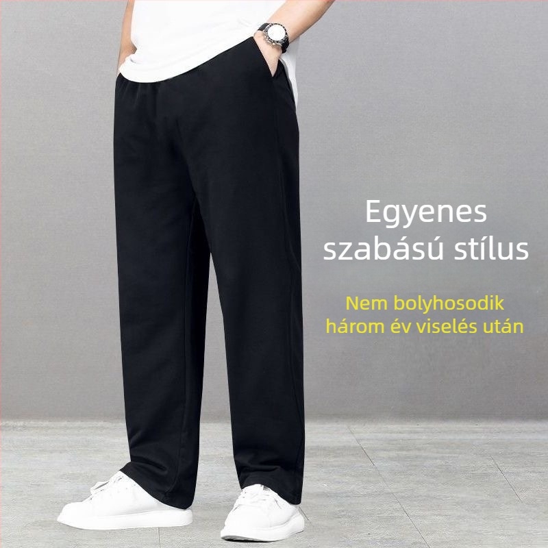 Férfi téli polár béléses melegítő nadrág, lazán szabott, egyenes szár, nagy méretek