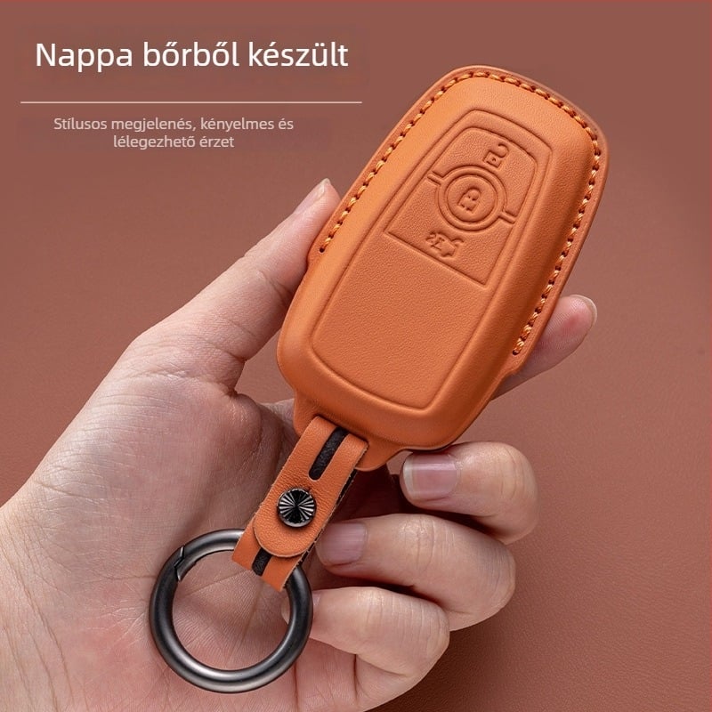 Ford kulcstartó tok - elsőréteg marhabőr, prémium stílus (HF, testreszabás nélkül)