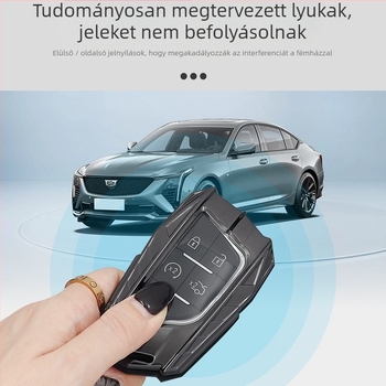 Cadillac CT5/CT4 kulcstartó – cinkötvözet + marhabőr, luxus megjelenés, testreszabható, jogosult magánmárka