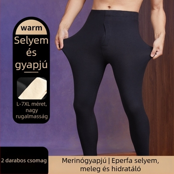 Pluszméretű férfi őszi-téli termosz nadrág, egyszínű, vastag poliészter anyag