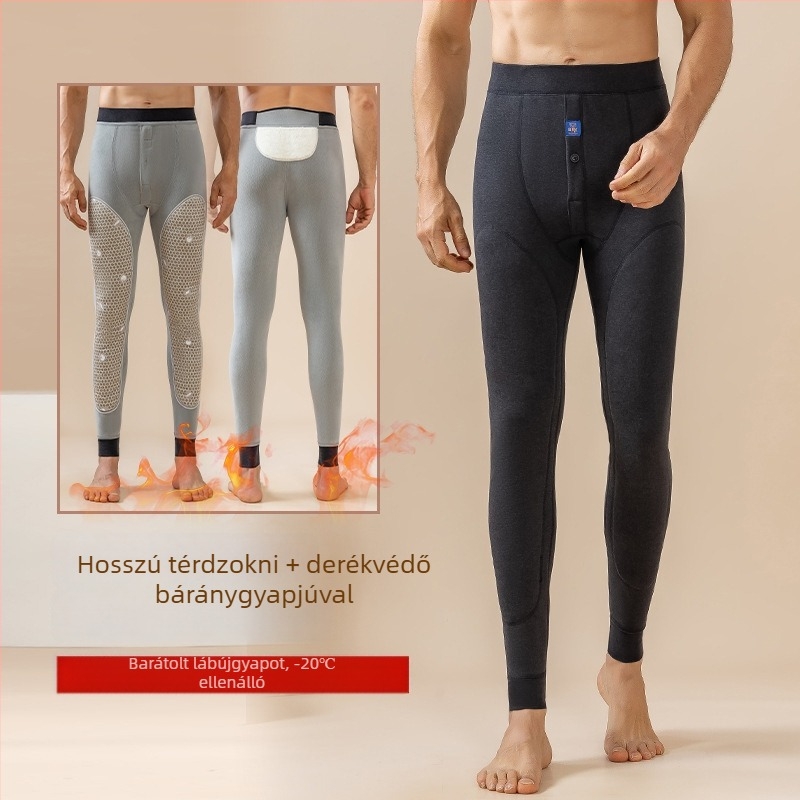 Grafén térdkalapos férfi melegítő nadrág, belső fleece bélés, téli extra vastag alapréteg