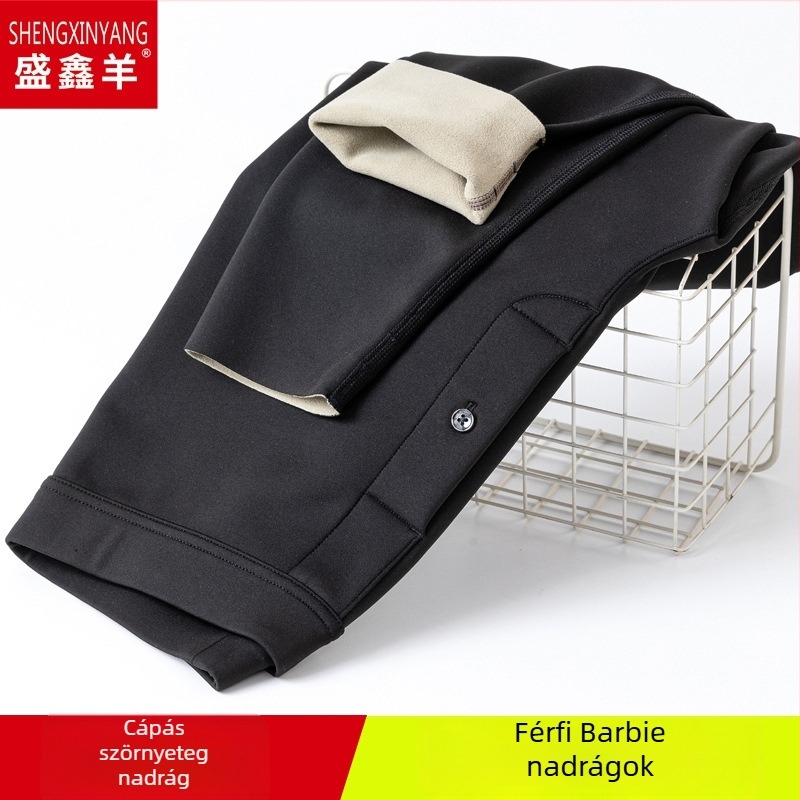 Férfiaknak varrat nélküli nylon hosszúnadrág fleece-béléssel, dupla réteg, meleg, testformáló