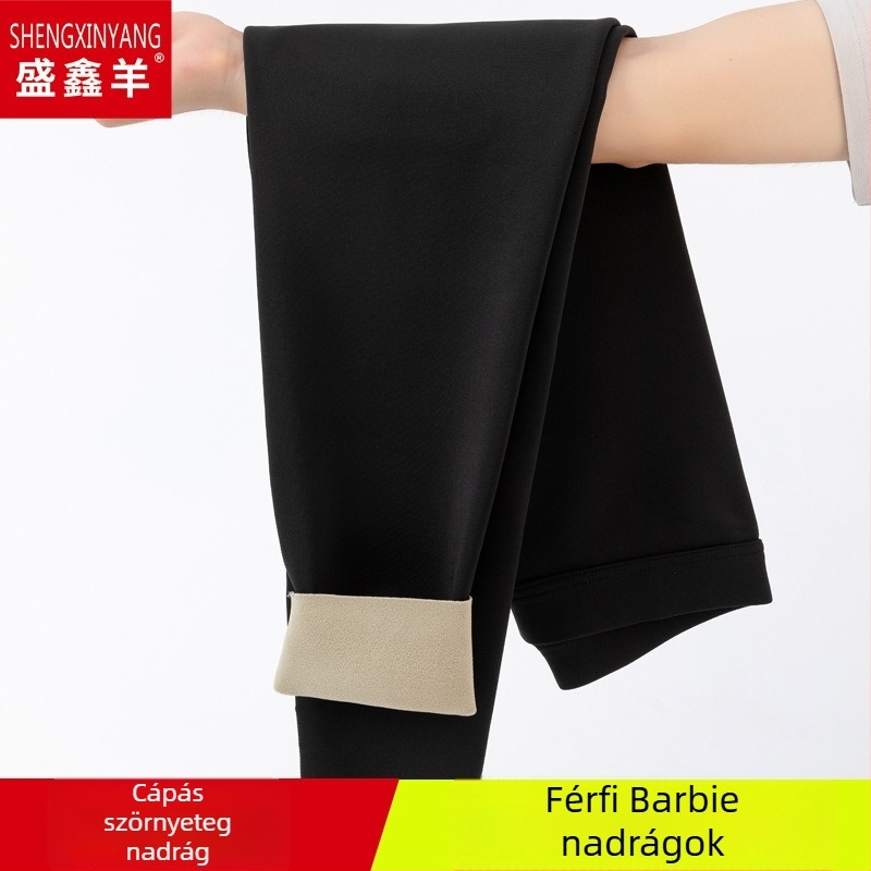 Férfiaknak varrat nélküli nylon hosszúnadrág fleece-béléssel, dupla réteg, meleg, testformáló