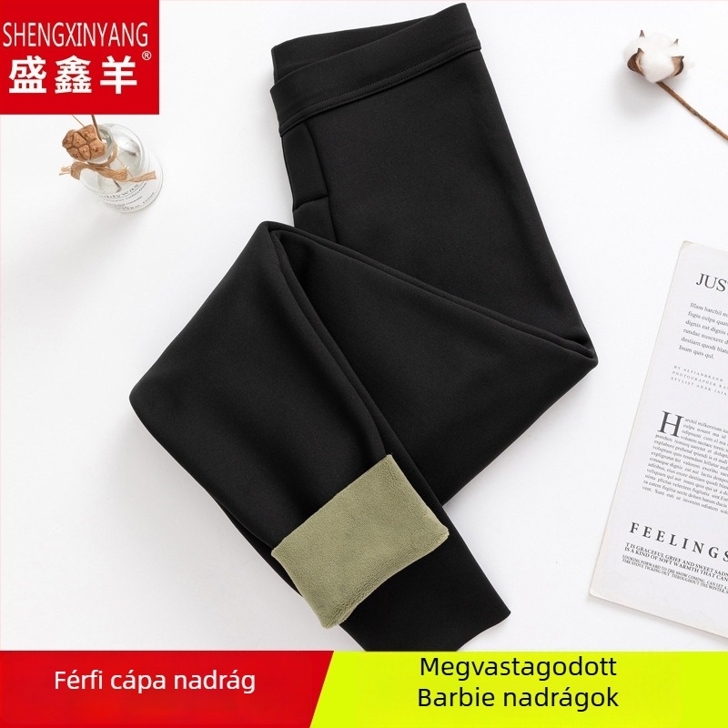 Férfiaknak varrat nélküli nylon hosszúnadrág fleece-béléssel, dupla réteg, meleg, testformáló