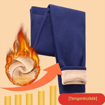 Férfiaknak camel hair termos fleece nadrág, magas derekú, extra vastag, önmelegítő