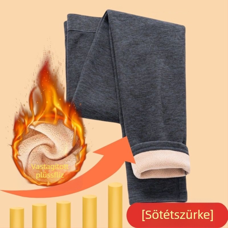 Férfiaknak camel hair termos fleece nadrág, magas derekú, extra vastag, önmelegítő