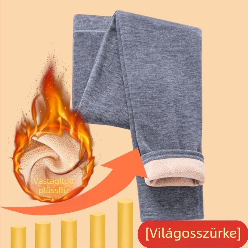 Férfiaknak camel hair termos fleece nadrág, magas derekú, extra vastag, önmelegítő