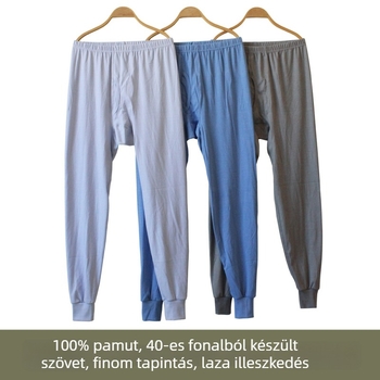 Pluszméretű férfi pamut hosszúnadrág, magas derekú, 100% pamut, őszi-téli